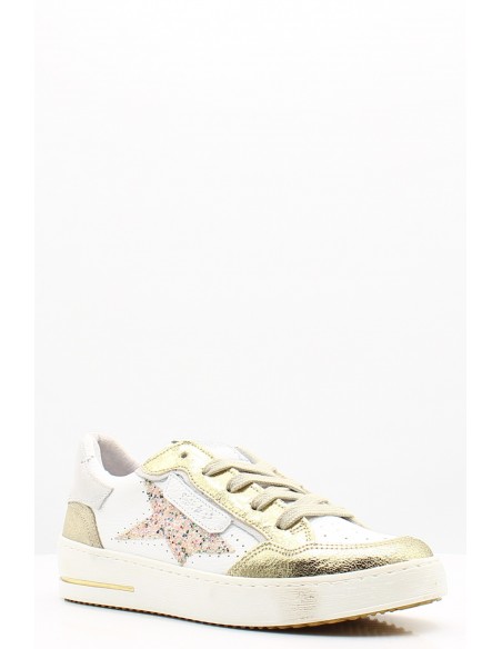 Baskets Semerdjian Ale Glitter en cuir blanc et détails doré pour femme