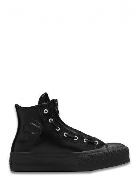 Baskets Converse Ctas Lift Hi - Baskets montantes en cuir noir avec zip