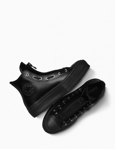 Baskets Converse Ctas Lift Hi - Baskets montantes en cuir noir avec zip