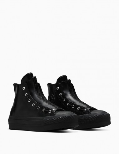 Baskets Converse Ctas Lift Hi - Baskets montantes en cuir noir avec zip