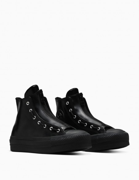 Baskets Converse Ctas Lift Hi - Baskets montantes en cuir noir avec zip