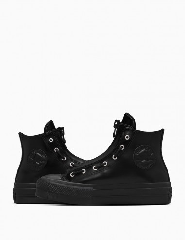 Baskets Converse Ctas Lift Hi - Baskets montantes en cuir noir avec zip