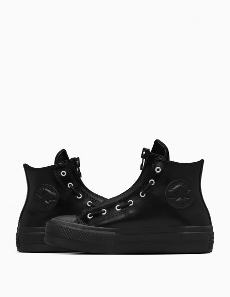 Baskets Converse Ctas Lift Hi - Baskets montantes en cuir noir avec zip