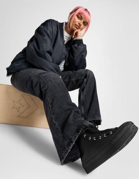 Baskets Converse Ctas Lift Hi - Baskets montantes en cuir noir avec zip