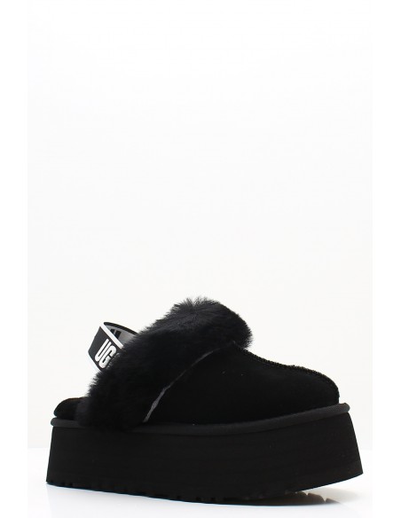 Chaussons UGG Funkette femme en suède noir avec plateforme et fourrure