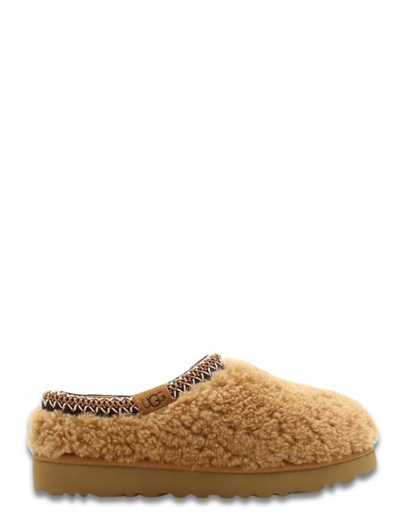 Chaussons femme UGG Tasman en laine de mouton camel  avec détail brodé marron