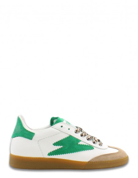 Baskets Semerdjian Aslan femme en cuir blanc avec détails suède vert