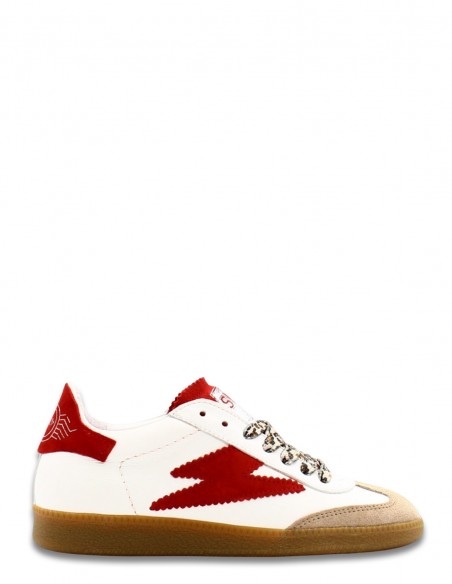 Baskets Semerdjian Aslan en cuir blanc avec détails rouges pour femme