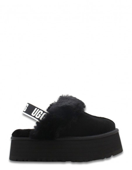 Chaussons UGG Funkette femme en suède noir avec plateforme et fourrure