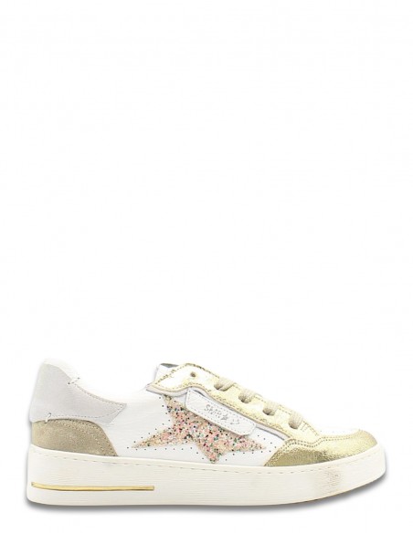 Baskets Semerdjian Ale Glitter en cuir blanc et détails doré pour femme