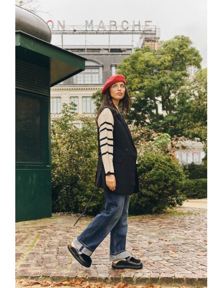 Mules Scholl noires avec boucle et doublure en fourrure confortable