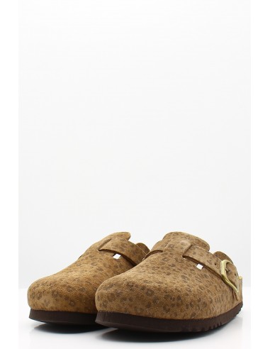 Sabots Scholl Fae New - Sabots femme en suède beige avec boucle dorée