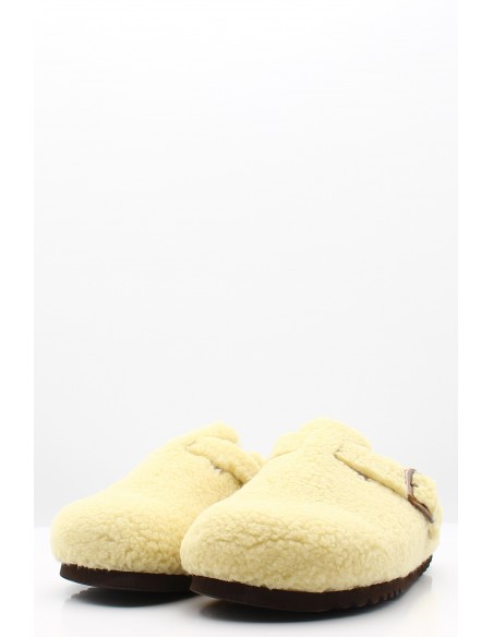 Sabots Scholl Fae New Femme - Sabots en fourrure crème avec boucle dorée