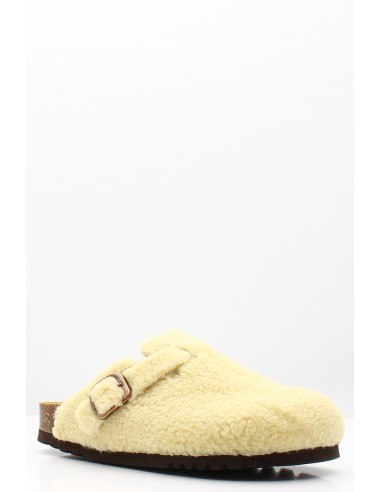 Sabots Scholl Fae New Femme - Sabots en fourrure crème avec boucle dorée