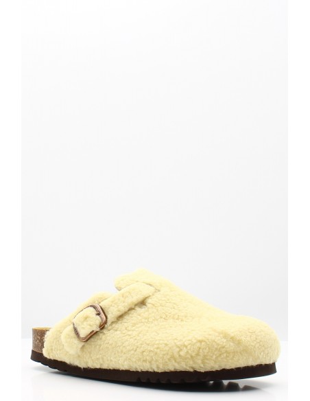 Sabots Scholl Fae New Femme - Sabots en fourrure crème avec boucle dorée