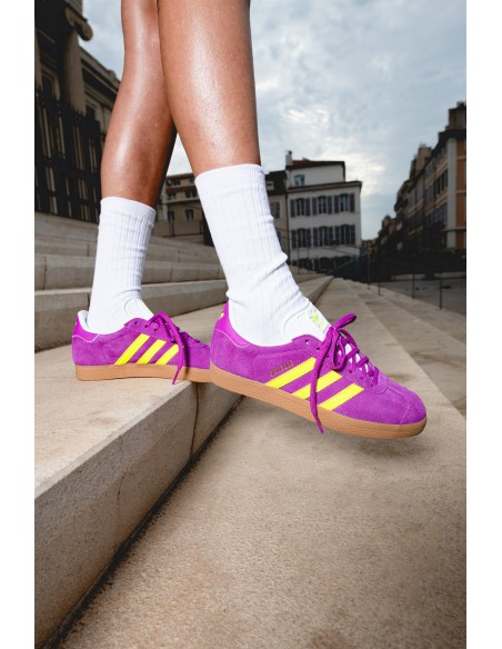 Sneakers Femme Adidas Original Gazelle W Purple Yellow - Hylton.fr