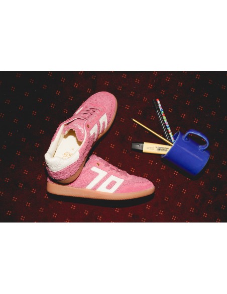 Baskets Roses Back 70 avec Fourrure Vegan - Élégance et Confort Rétro