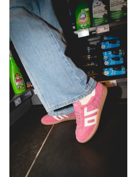Baskets Roses Back 70 avec Fourrure Vegan - Élégance et Confort Rétro