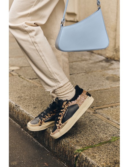 Sneakers Crime London Glitter et Léopard - Style Audacieux et Urbain