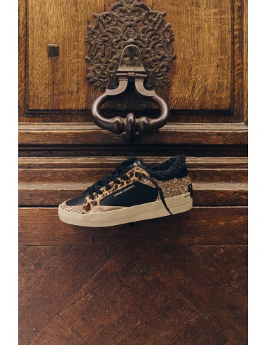 Sneakers Crime London Glitter et Léopard - Style Audacieux et Urbain