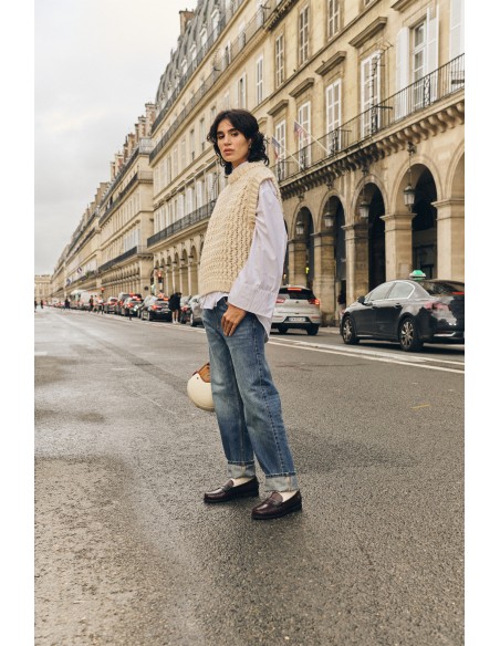 Mocassins Sebago Classic Dan femmr en cuir bordeaux au style casual