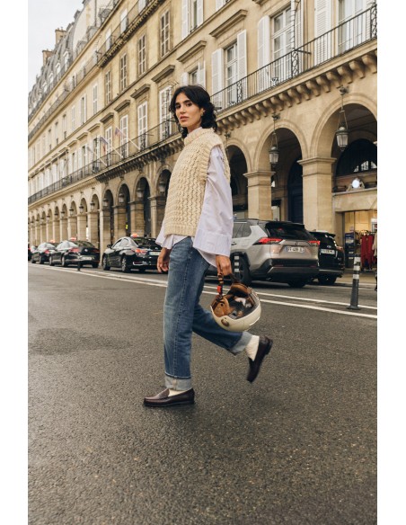 Mocassins Sebago Classic Dan femmr en cuir bordeaux au style casual