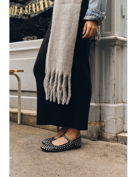 Steve Madden Vigneta-r - Ballerines noires cloutées avec bride femme