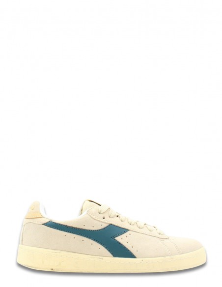 Baskets Diadora Game Low Suede en beige avec bande bleue pour femme