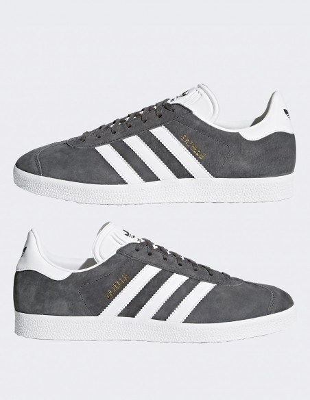 Sneakers Adidas Gazelle - Chaussures en daim gris anthracite et blanc