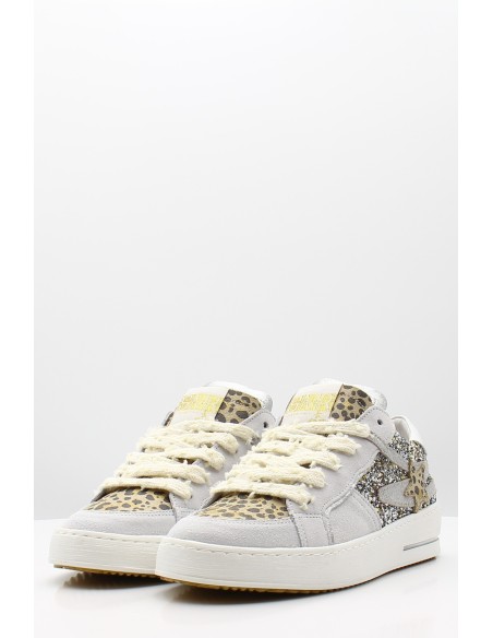 Baskets Semerdjian Vana B607 - Argent pailleté avec étoile léopard