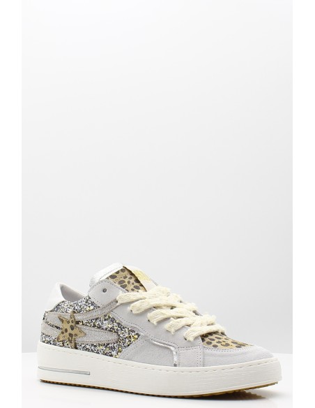 Baskets Semerdjian Vana B607 - Argent pailleté avec étoile léopard