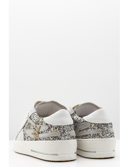 Baskets Semerdjian Vana B607 - Argent pailleté avec étoile léopard