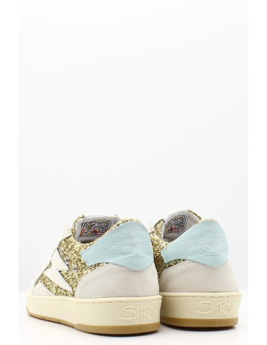 Baskets Semerdjian Dany B651 - Doré pailleté et détails bleu pastel