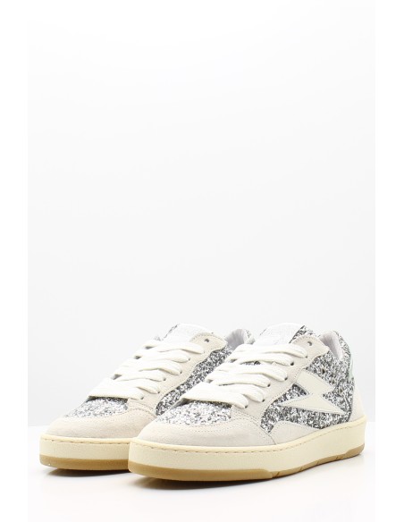 Baskets Semerdjian Dany B653 - Paillettes argentées et détails bleu pastel
