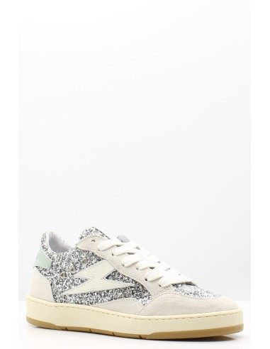 Baskets Semerdjian Dany B653 - Paillettes argentées et détails bleu pastel