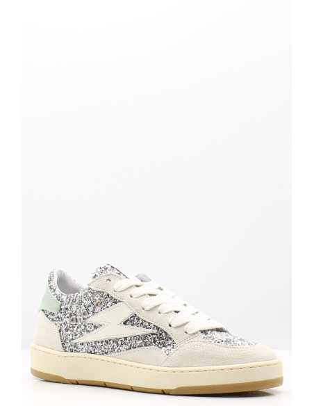 Baskets Semerdjian Dany B653 - Paillettes argentées et détails bleu pastel