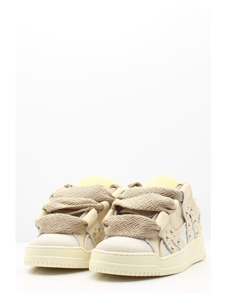 Semerdjian Inna B344 - Cuir Crème & Clous - Sneakers Élégantes et Originales