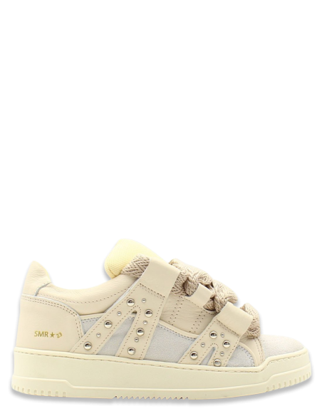 Semerdjian Inna B344 - Cuir Crème & Clous - Sneakers Élégantes et Originales