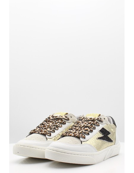 Semerdjan Taline B536 - Baskets à imprimé animal femme beige et noir.