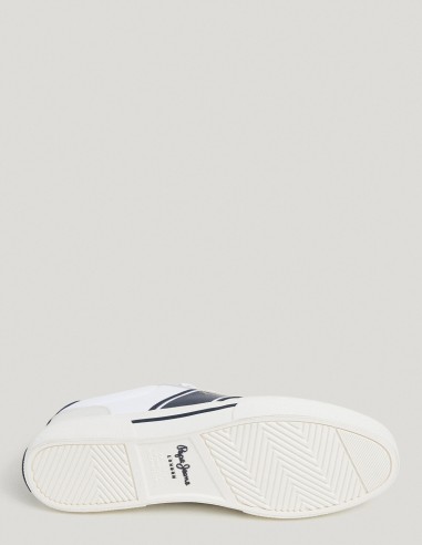 Baskets Pepe Jean blanches et bleu marine avec semelle en caoutchouc
