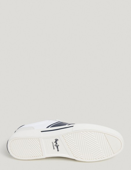 Baskets Pepe Jean blanches et bleu marine avec semelle en caoutchouc