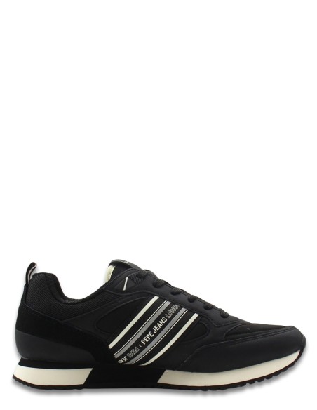 Sneakers Pepe Jeans Noir avec Rayures pour un Look Vintage et Sportif