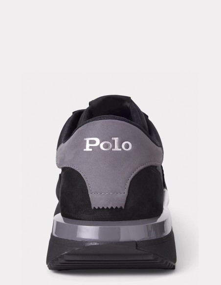 Baskets Homme Ralph Lauren Train 89 - Élégance Noire et Grise