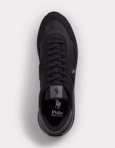 Baskets Homme Ralph Lauren Train 89 - Élégance Noire et Grise