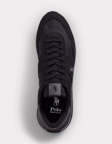 Baskets Homme Ralph Lauren Train 89 - Élégance Noire et Grise