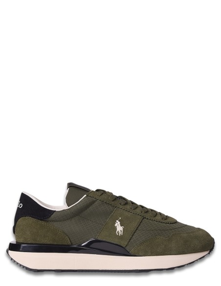 Baskets Homme Ralph Lauren Train 89 - Élégance et Confort en Vert Kaki