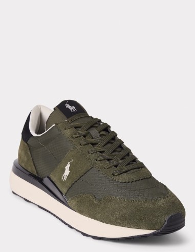 Baskets Homme Ralph Lauren Train 89 - Élégance et Confort en Vert Kaki