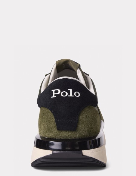 Baskets Homme Ralph Lauren Train 89 - Élégance et Confort en Vert Kaki