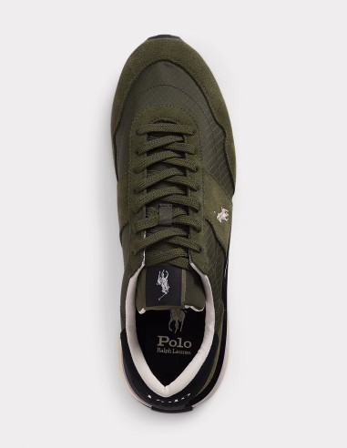 Baskets Homme Ralph Lauren Train 89 - Élégance et Confort en Vert Kaki
