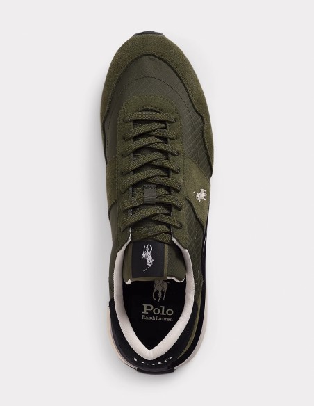 Baskets Homme Ralph Lauren Train 89 - Élégance et Confort en Vert Kaki